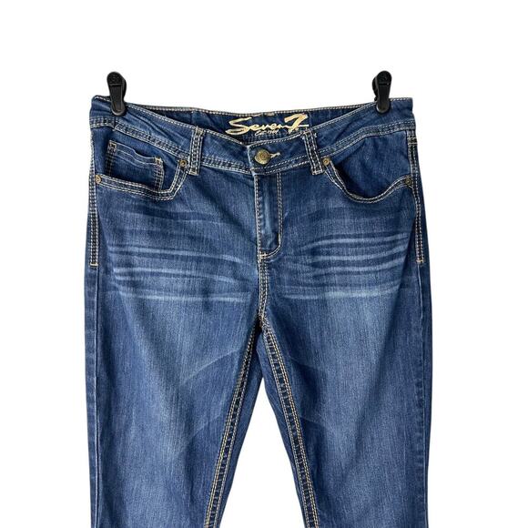 Seven7 Jeans Womens 14 Blue Bootcut Thick Stitch Embroidered Flap Pockets Denim - Picture 4 of 15